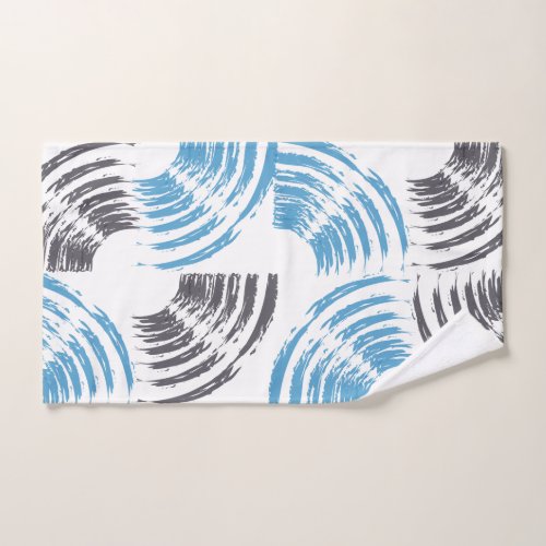 Modern cool trendy blue abstract brush strokes hand towel 