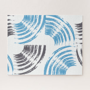Modern, cool, trendy blue abstract brush strokes jigsaw puzzle