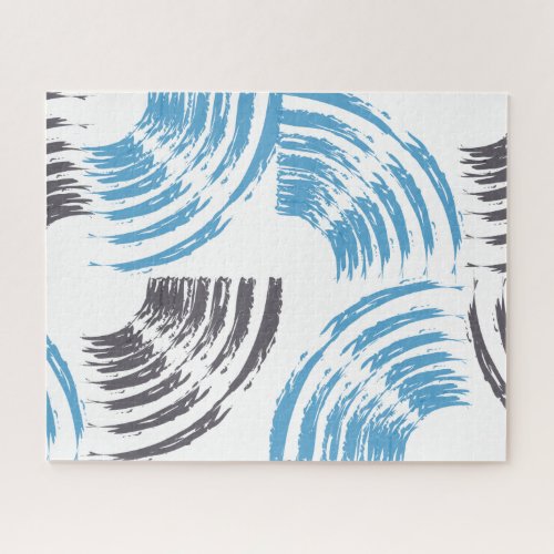 Modern cool trendy blue abstract brush strokes jigsaw puzzle
