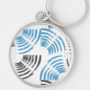 Modern, cool, trendy blue abstract brush strokes keychain