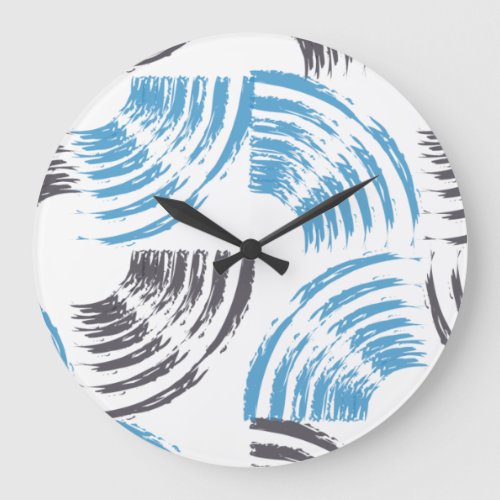 Modern cool trendy blue abstract brush strokes large clock