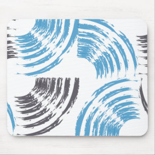 Modern, cool, trendy blue abstract brush strokes mouse pad