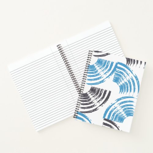 Modern cool trendy blue abstract brush strokes notebook
