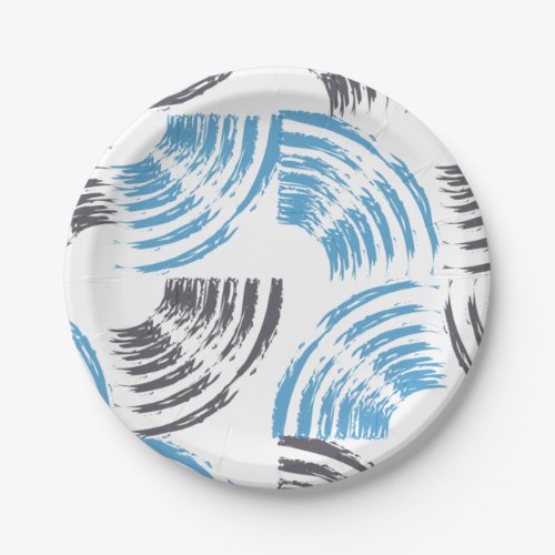 Modern cool trendy blue abstract brush strokes paper plates
