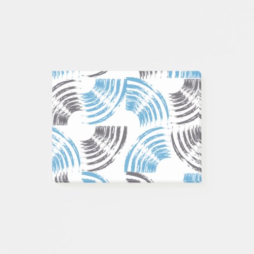 Modern cool trendy blue abstract brush strokes post_it notes
