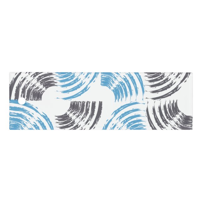Modern, cool, trendy blue abstract brush strokes ruler (Front)