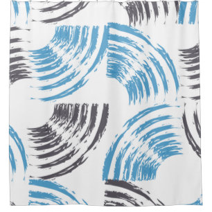 Modern, cool, trendy blue abstract brush strokes shower curtain