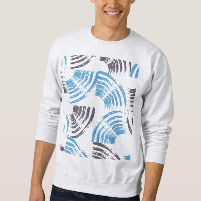 Modern, cool, trendy blue abstract brush strokes sweatshirt (Front)