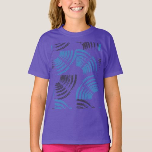 Modern cool trendy blue abstract brush strokes T_Shirt