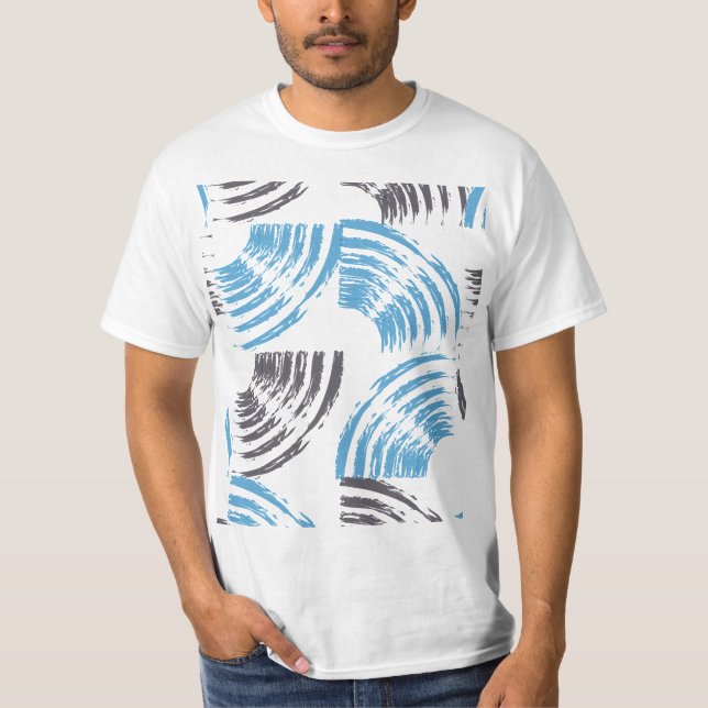 Modern, cool, trendy blue abstract brush strokes T-Shirt (Front)