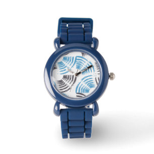 Modern, cool, trendy blue abstract brush strokes watch