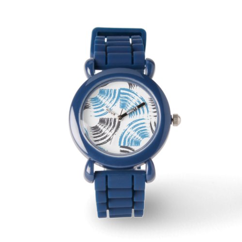 Modern cool trendy blue abstract brush strokes watch
