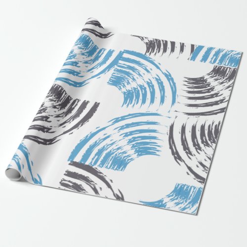 Modern cool trendy blue abstract brush strokes wrapping paper