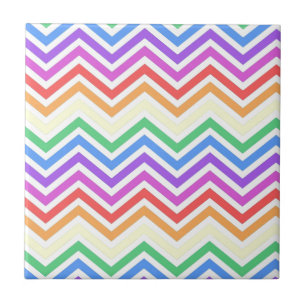Modern, cool, trendy colorful rainbow chevron tile