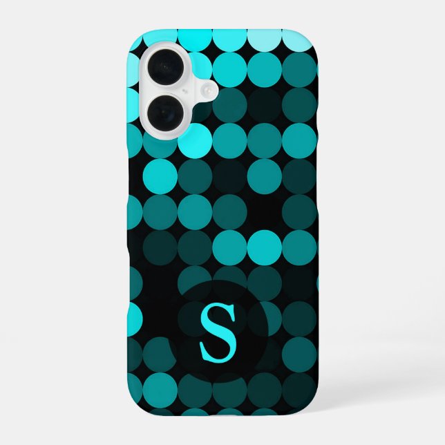 Modern Cool Unique Turquoise Dots Pattern Monogram Iphone Case (Back)