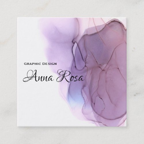  Modern Cool Watercolor Lavender Blue Magenta Square Business Card