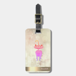 Modern Cool Whimsical Cat ,Bokeh - Personalized Luggage Tag