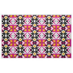 Modern Cool White Pink Black Geometric Pattern Fabric
