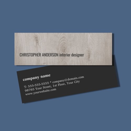 Modern Cool Wooden Dakr Grey Consultant Mini Business Card