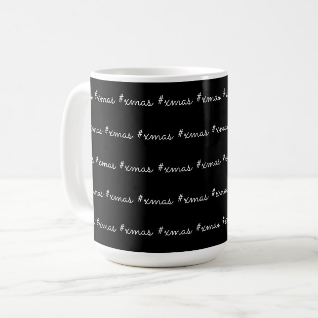 Modern Cool XMAS Black and white pattern Coffee Mug (Front Left)