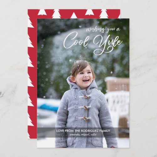 Modern Cool Yule Script Custom Photo Christmas Holiday Card