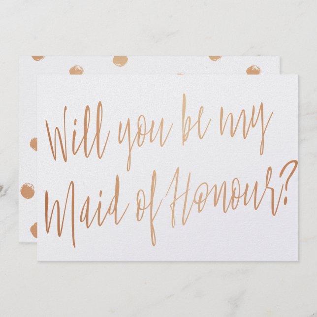 Modern Cooper "Will you be my maid of honor" Invitation (Front/Back)