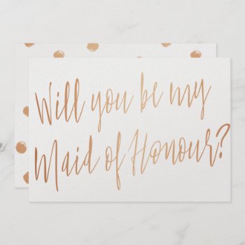 Modern Cooper "will You Be My Maid Of Honor" Invitation by LitleStarPaper at Zazzle