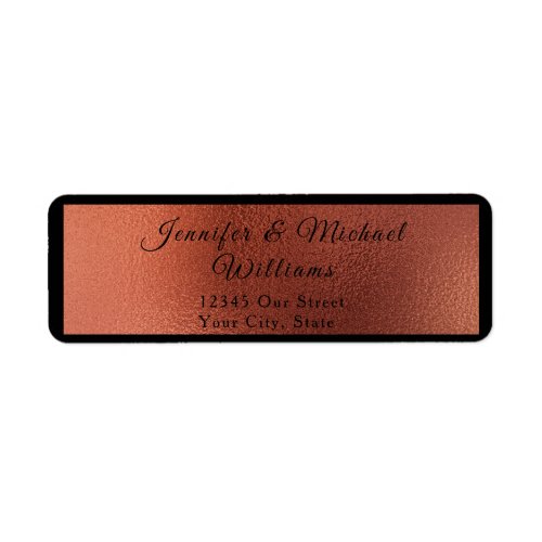 Modern Copper and Black Elegant Wedding Label