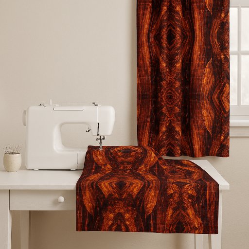 Modern Copper and Black  Fractal Designed Fabric