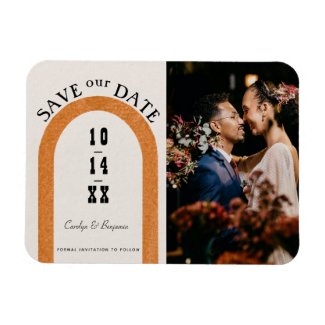 Modern Copper Arch Photo Wedding Save the Date