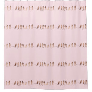 Modern Copper Birds on A Wire Pink Shower Curtain
