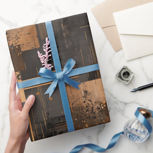 Modern Copper Bronze Shine Abstract Pattern Wrapping Paper (Gifting)