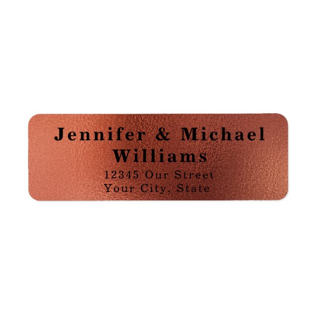 Modern Copper Elegant Wedding Label (Front)
