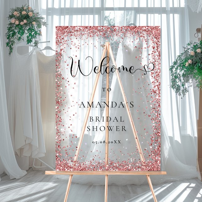 Modern, Copper Glitter Welcome Acrylic Sign (Modern, Copper Welcome Acrylic Sign with your Name ans Date.)