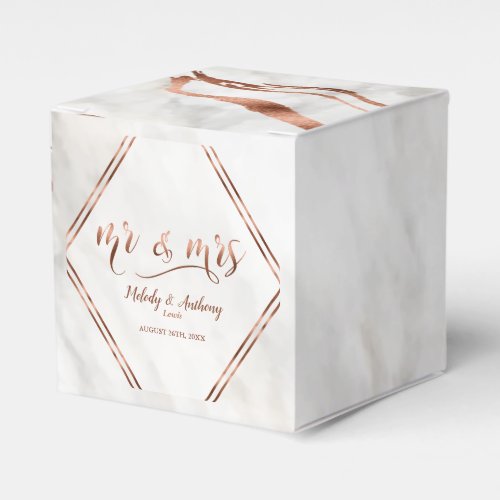 Modern Copper  Italian Marble Wedding Inspiration Favor Boxes