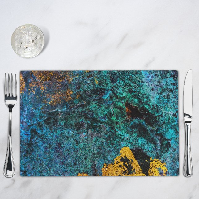 Modern Copper Metallic Blue Gold Trendy Placemat (Creator Uploaded)
