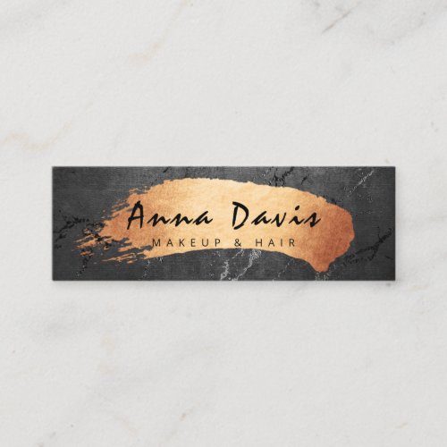 Modern copper rose gold brushstroke makeup  hair mini business card