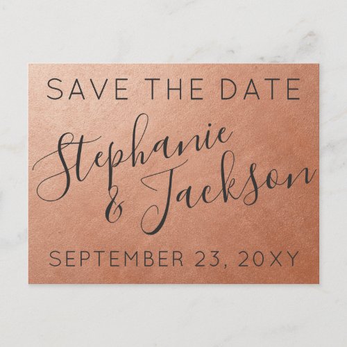 Modern Copper Save the Date  U PICK COLOR Announcement Postcard