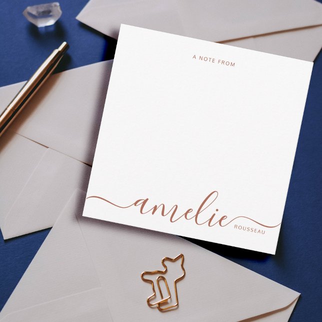 Modern Copper Script Calligraphy Monogram  Note Card (Creator Uploaded)
