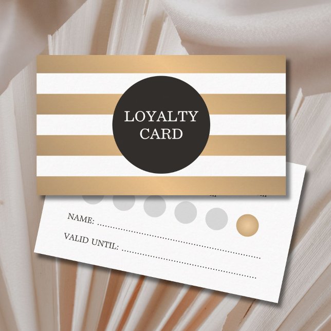 Modern Copper Striped Grey Beauty Loyalty Card (Creator Uploaded)