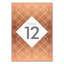 Modern Copper Table Number Cards