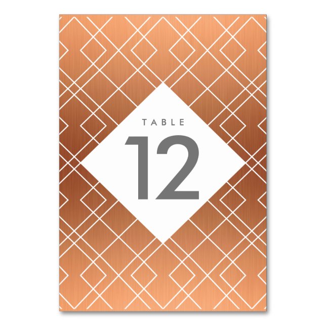 Modern Copper Table Number Cards (Front)