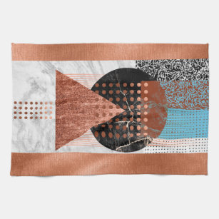 ROSE GOLD BLUSH PINK COPPER GREEN BLACK STRIPS KITCHEN TOWEL, Zazzle in  2023