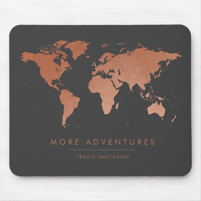 Modern Copper World Map Adventure Mouse Pad (Front)