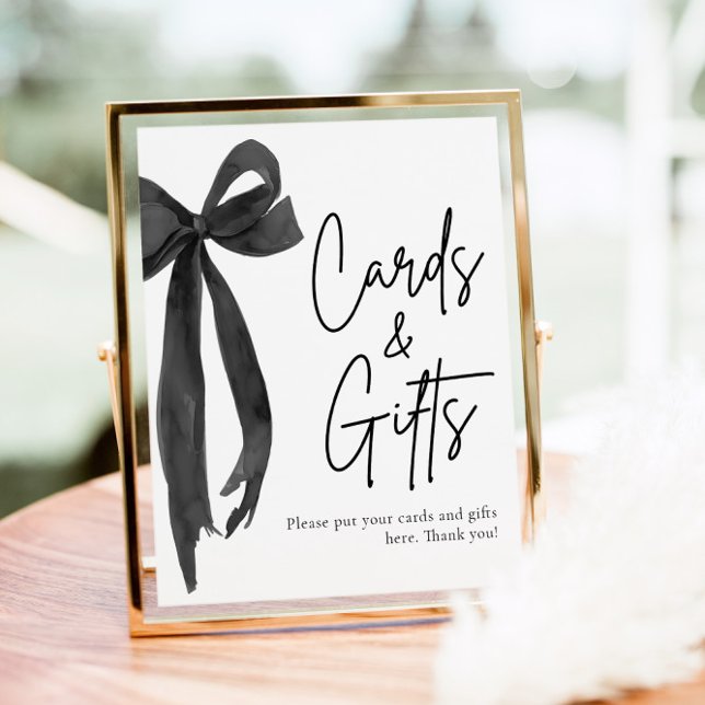 Modern Coquette Black Bow Cards and Gifts Sign (Creator Uploaded)