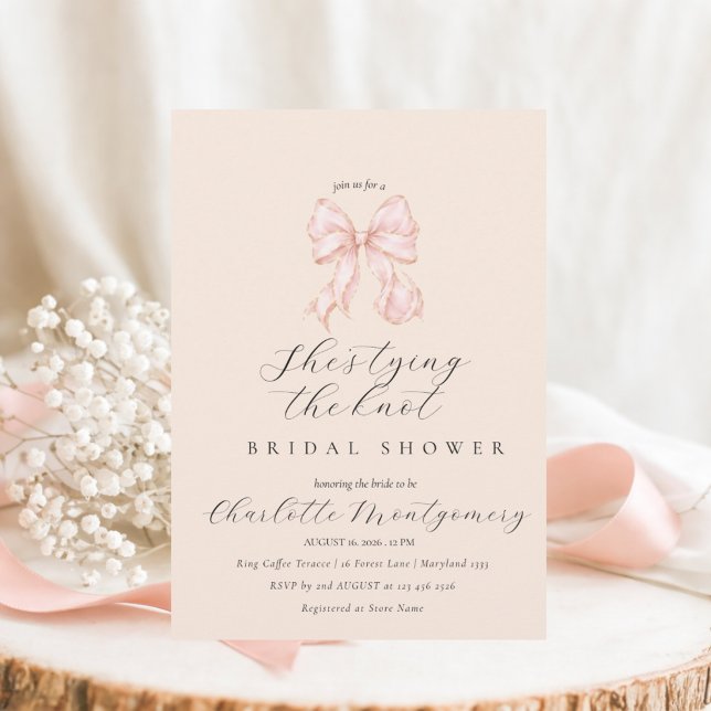 Modern Coquette Pink Bow Bridal Shower Invitation  (Creator Uploaded)