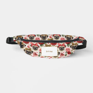 Modern Coquette Pug Dog Pattern Personalized Fanny Pack