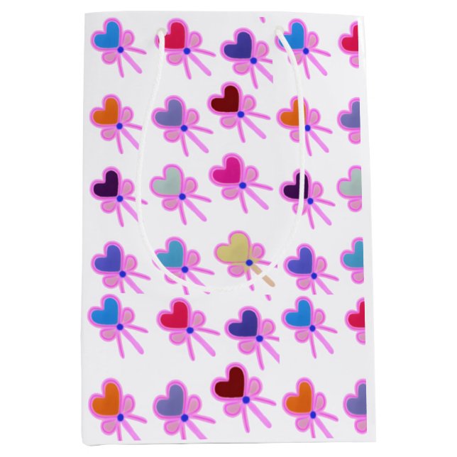 Modern Coquette Radiant Heart Bow Wrapping Paper Medium Gift Bag (Front)