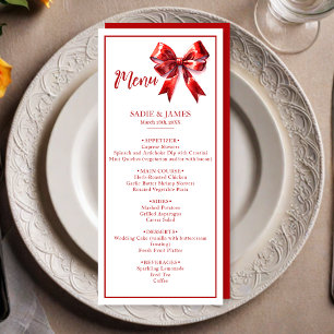 Modern Coquette Red Bow Wedding Menu