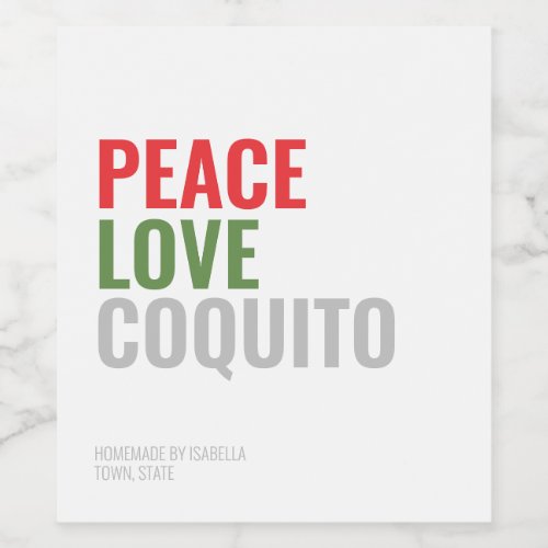 Modern Coquito Christmas Drink Wine Label